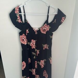 Black floral dress with buttons